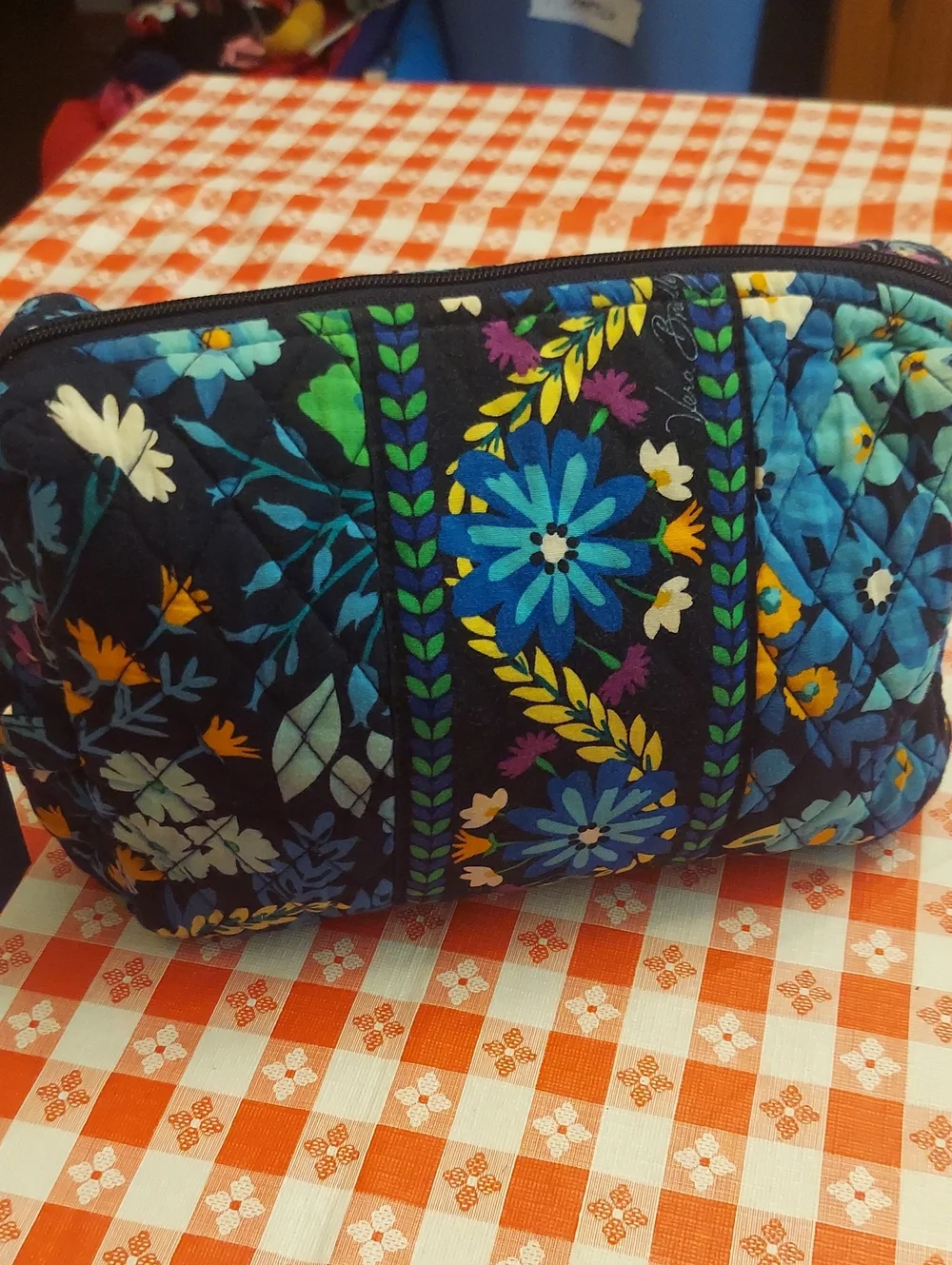 Vera Bradley Medium Quilted Floral Cosmetic Pouch - Navy Blue